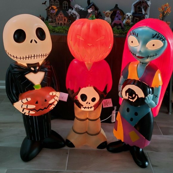 Disney Nightmare Before Christmas Blow Mold Set: Jack, Sally, Pumpkin King (NEW) - Picture 10 of 10
